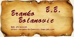 Branko Bolanović vizit kartica